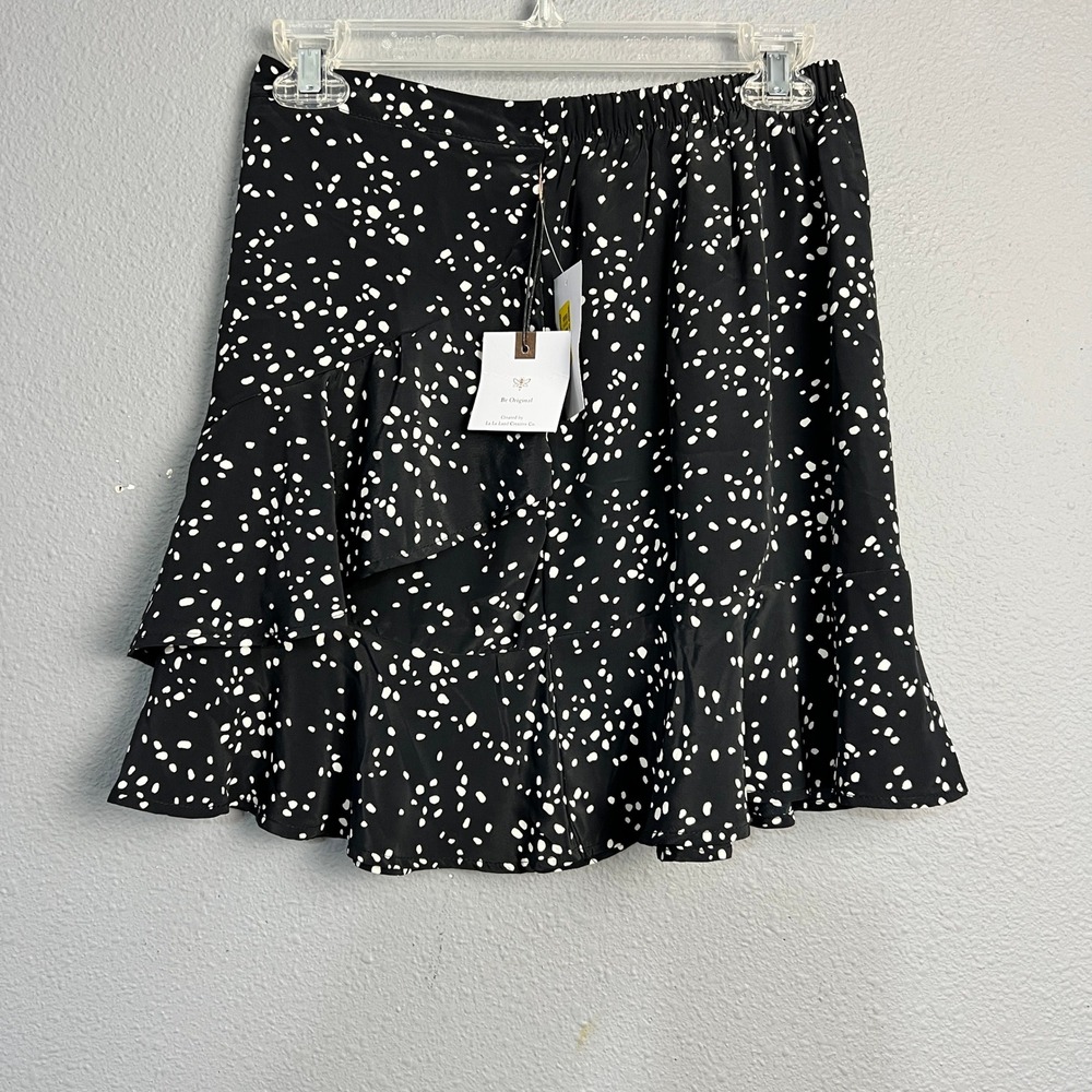 Originality La La Land Black White Polka Dot Ruffle Mini Skirt G1013Y127JI Small